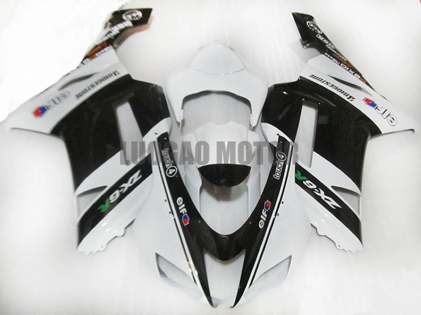 

Комплект обтекателей для капота белого и черного цвета Kawasaki Ninja ZX6R ZX 6R ZX636 2007 2008 комплект обтекателей для кузова мотоцикла 07 08