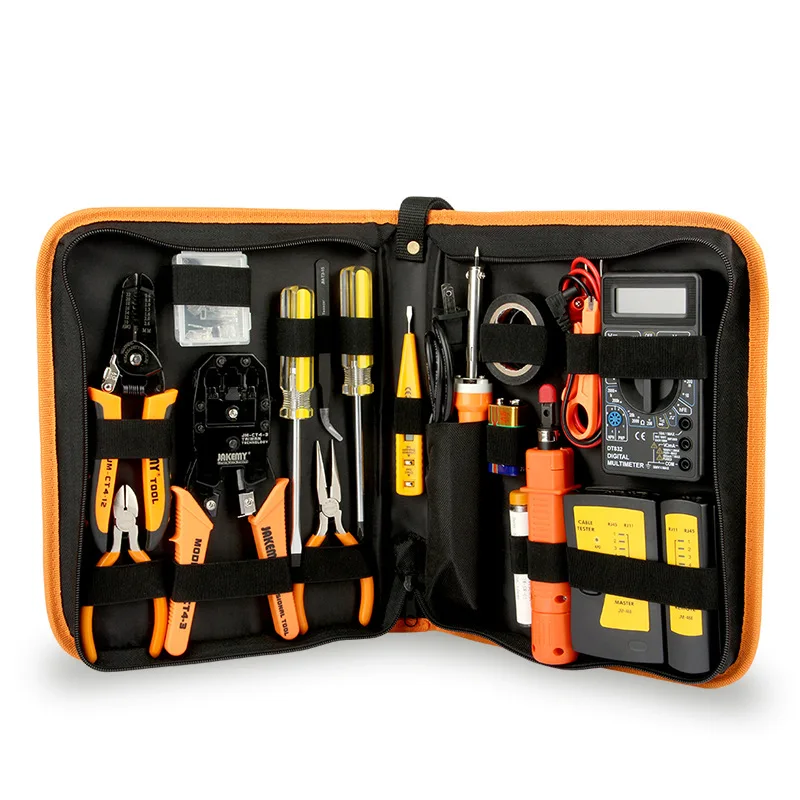 17in1 Network Maintenance Tools Kit Professional Telecommunication Tool Set Measuring Pen Wire Clamp Bag Combination