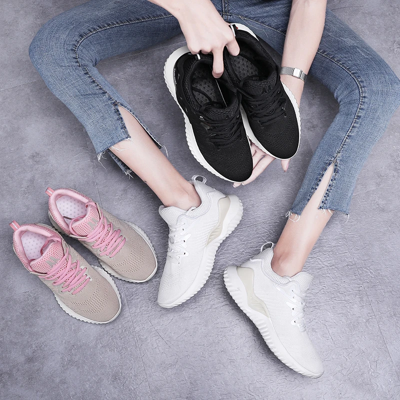 Женская повседневная обувь плоский светильник прочные кроссовки сетка дышащая