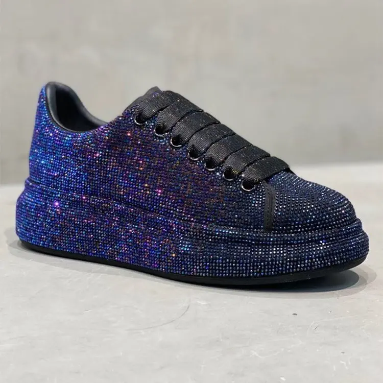 

2021New spring and autumn Diamond Platform Sneakers Women white The bottom of the thick Shining the starry sky Diamond Shoes