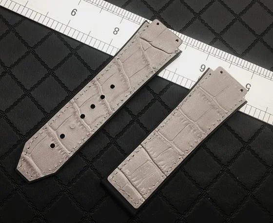Dark grey strap Цветной 25*19 мм из натуральной кожи резиновый силиконовый ремешок для часов с застежкой бабочкой для Hublot ремешок для большого взрыва ремень классический fusion инструменты - Цвет ремешка: Dark grey strap