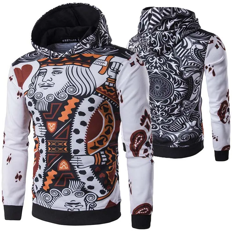 Мужская толстовка с 3D принтом игральных карт модный приталенный пуловер в стиле