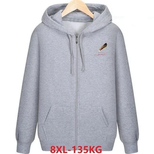 Осенняя толстовка с длинными рукавами на молнии, с капюшоном, свободная, 5XL, 6XL, 7XL, 8XL, мужская, черная, серая, пальто большого размера