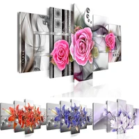 huacan full square diamond embroidery mosaic multi picture diamond painting 5pcsset flowers diy home decoration