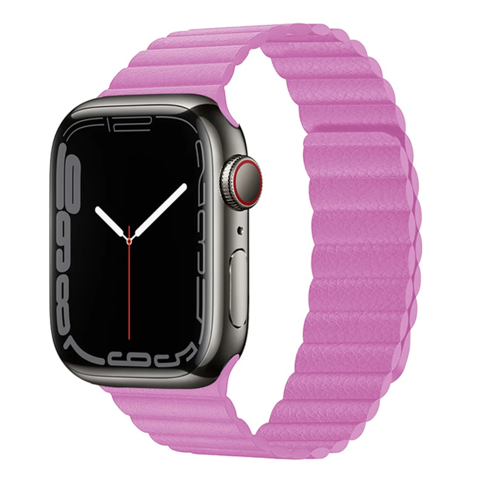 

Ремешок кожаный магнитный для Apple Watch band 44 мм 45 мм 41 мм 40 мм 38 мм, браслет для apple Watch series 7 6 5 4 3 2 se
