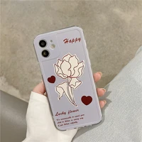 retro rose love abstract line art japanese phone case for iphone 11 12 pro max xs max xr xs 7 8 plus 7plus case cute soft cover