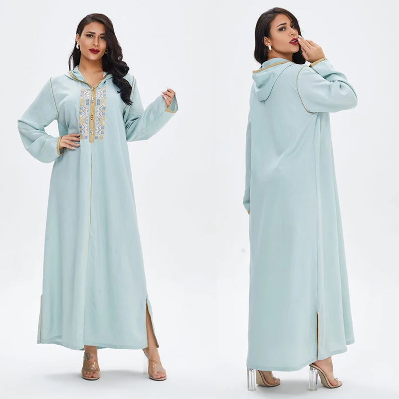 

Ramadan Hooded Abaya Dubai Turkey Muslim Dress Eid Abayas for Women Turkish Dresses Islam Clothes Caftan Marocain Djellaba Femme