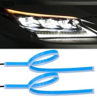 2x car led drl strip lights headlight turn signal flexible auto indicator flowing daytime running lights decorative lamp styling