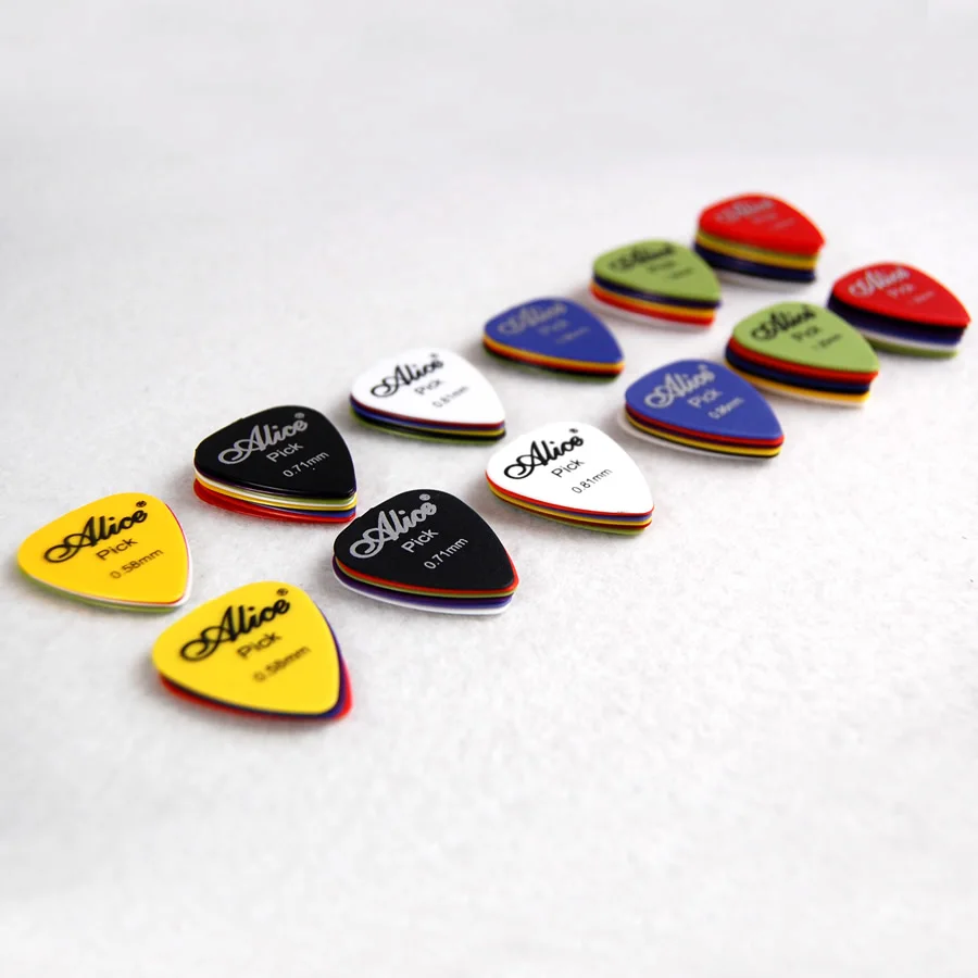 50 stücke akustische elektrische gitarre picks matte abs gleitschutz antislip plektrum zufall mixed 058mm 071mm 081mm 096mm 12mm 15mm