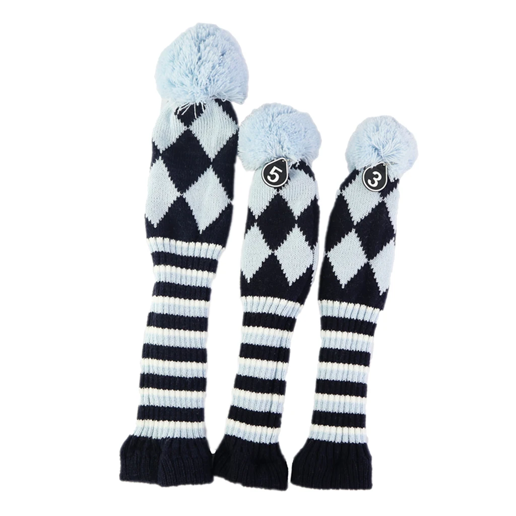 

3pcs Knit Wood Golf Covers Pom-pom Driver 460cc/Fairway Woods UT Protect