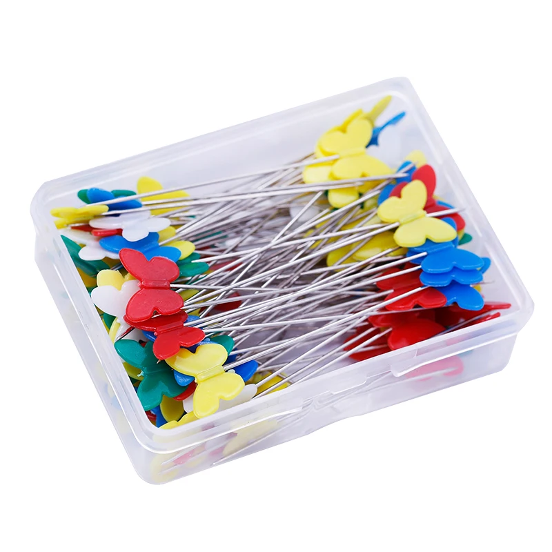 MIUSIE 100 шт. искусственная вышивка Лоскутные булавки с бабочкой плоской головкой