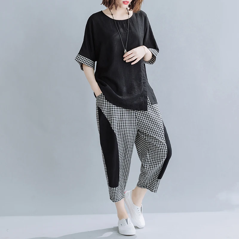 Костюм спортивный Max LuLu Женский Повседневный в клетку Модный корейский комплект