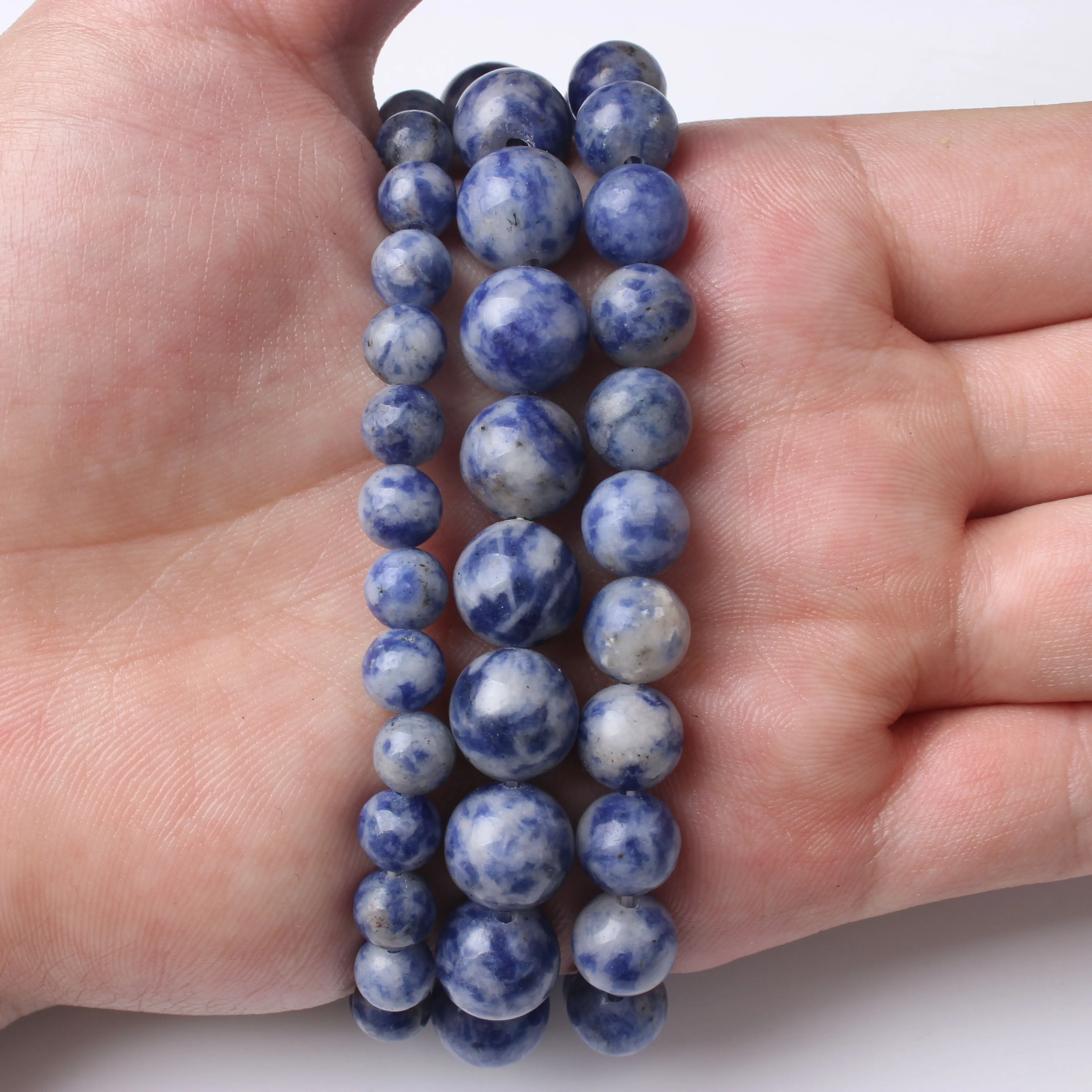 

Natural Blue and White Porcelain Stone Bracelet for DIY Jewelry Making Findings Classic Style Men Hand String for Casual