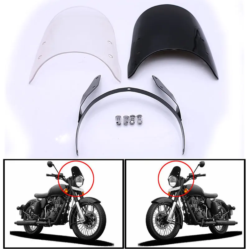 Nuoxintr Motorcycle Windshield Spoiler Airflow Wind Deflector Extension Windscreen For Royal Enfield Classic 500CC | Автомобили и