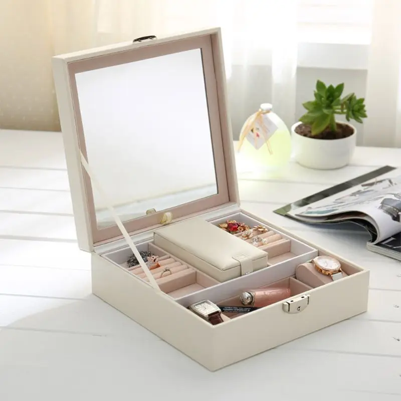 

G2AF Solid Color Woodiness environmental PU leather Jewelry Box