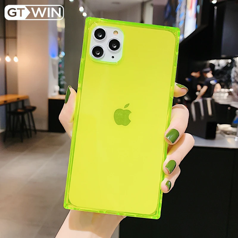 Противоударный флуоресцентный квадратный чехол GTWIN для телефона iPhone 11 Pro Max X XR XS 6