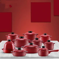 ceramic casserole multi size chinese red round 1 4 5 5l multiple size cooking soup pot home kitchen supplies saucepan pan