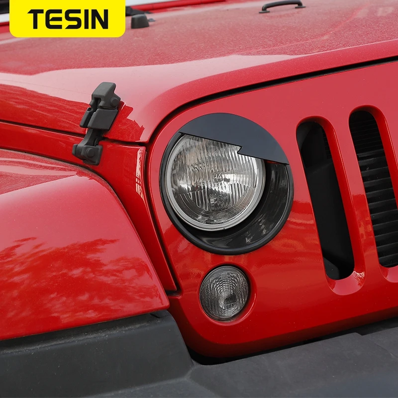 Капоты TESIN для фар Jeep Wrangler JK 2007 + декоративные наклейки на переднюю фару
