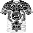 Для Мужчин's футболка с викингом Новый 3D футболка с рисунком в виде скандинавской мифологии пуловер уличная Летний стиль