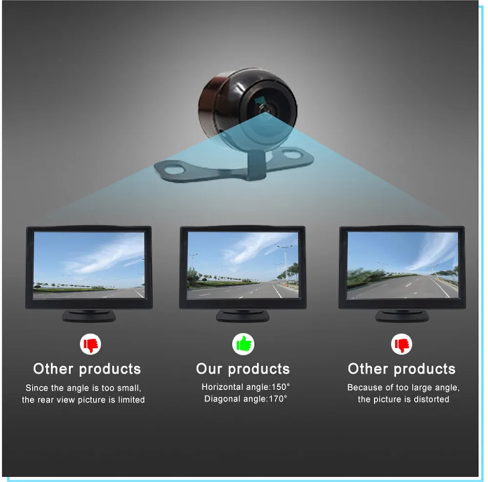 rear view camera with monitor монитор для камеры заднего вида 5 дюйм беспроводной монитор с фронтальной или задней камерой, прикуриватель питания, поддержка цифрового сигнала 150 м беспроводное расстояние
