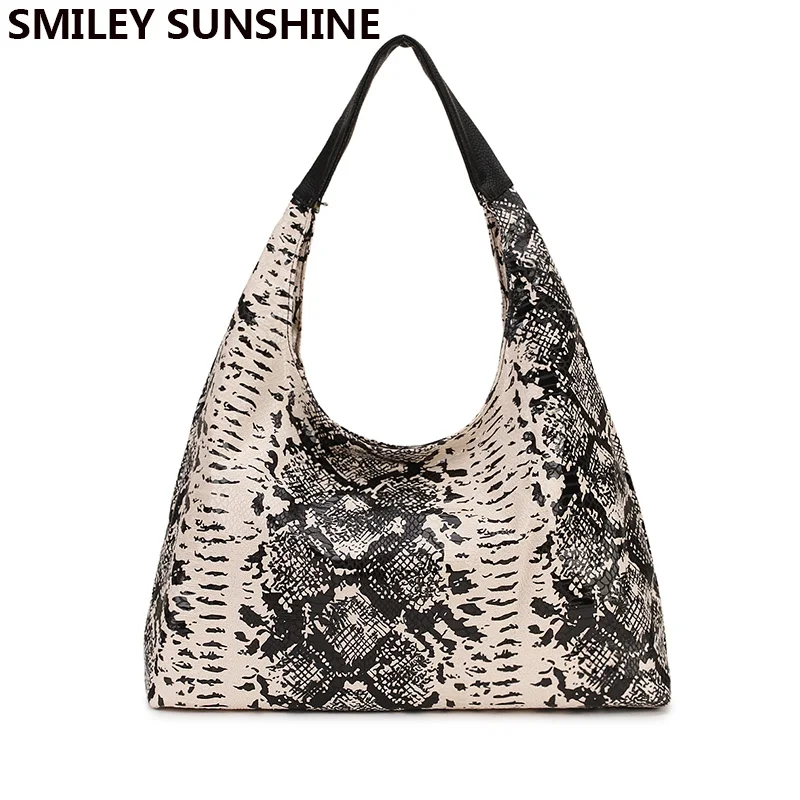 Big Snake Print Women Shoulder Bags Female Luxury Leather Handbags Ladies Hand Bag Bags for Women bolso mujer handtasche