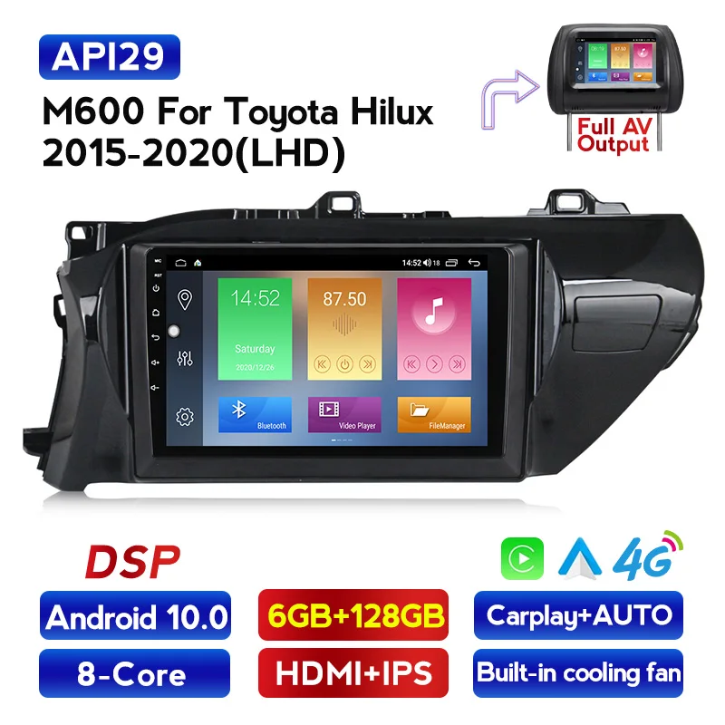 Автомагнитола Mekede с сенсорным экраном Android 10 0 для Toyota Hilux 2016 2017 2018 стерео IPS DSP 4G