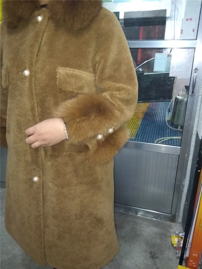 HANZANGL зимнее шерстяное пальто женское пальто из искусственного меха с длинным рукавом воротник из лисьего меха теплая кашемировая куртка длинное пальто 8 цветов S-4XL