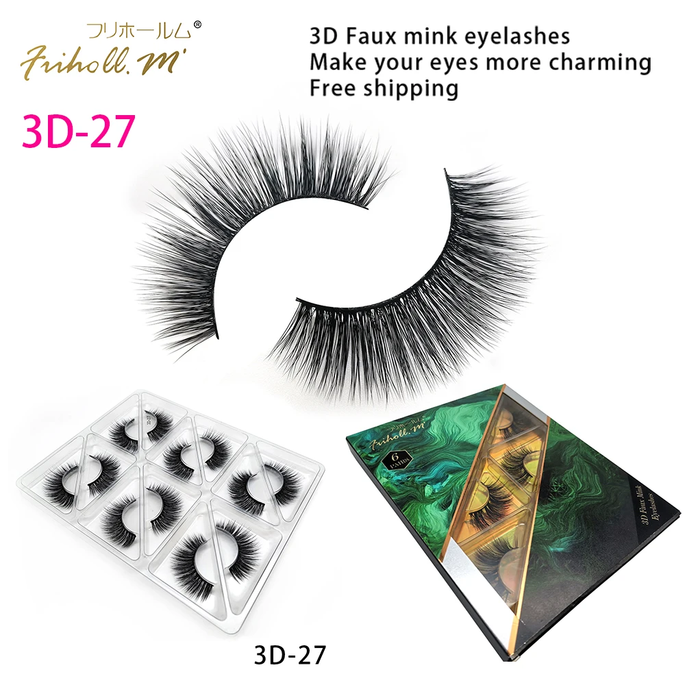 3D-27 Friholl. m шелковые ресницы, 6 пар, натуральные норковые 3d накладные ресницы для наращивания, личная этикетка, 3d синтетические шелковые ресницы - Цвет: 3D-27
