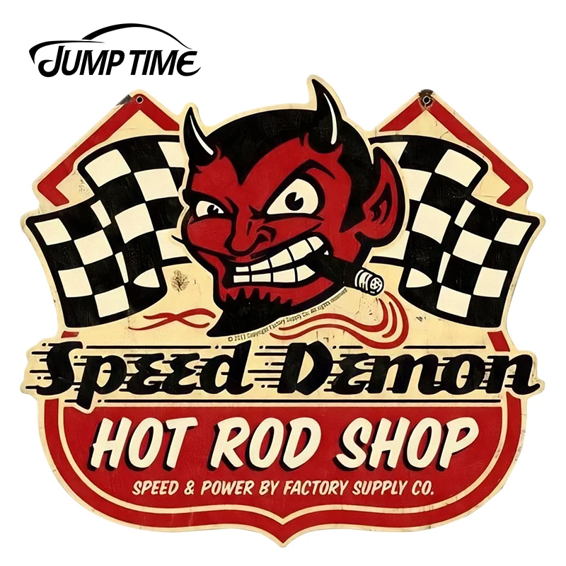 JumpTime 13 см x 11 7 для Скорость демон Hot Rod магазин Автомобильная наклейка с черепом