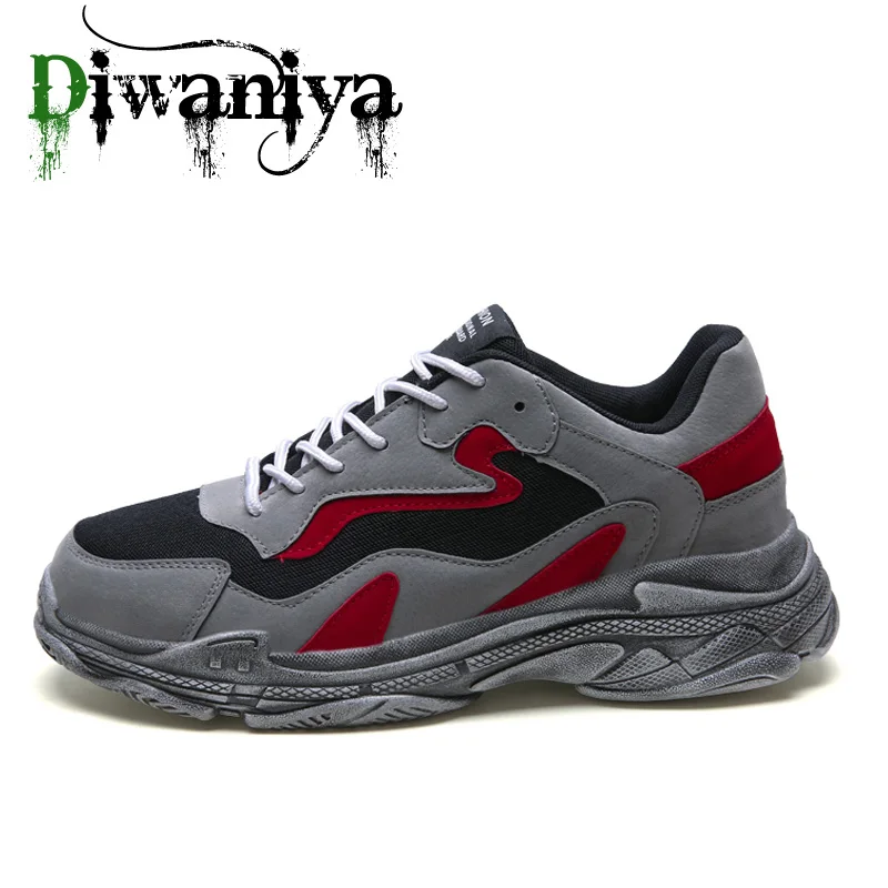Gray Red Diwaniya Four Seasons Youth Fashion Trend Shoes Men Casual Ins Hot Sell Sneakers Men New Colorful Dad Shoes Male Big Size 36-45 - Цвет: Gray Red