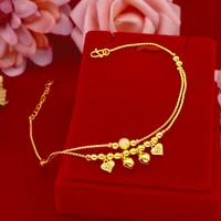 new summer anklet gold color double layer heart foot chain bracelet on the leg