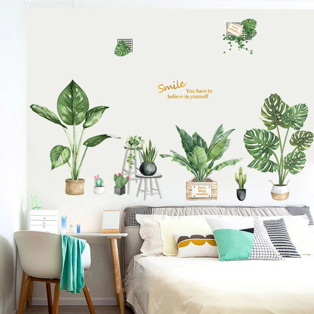 

Wall Door Stickers Diy Beach Tropical Palm Leaves Wall Sticker Modern Poster Art Decal Wall Mural Wallpaper Home Decor