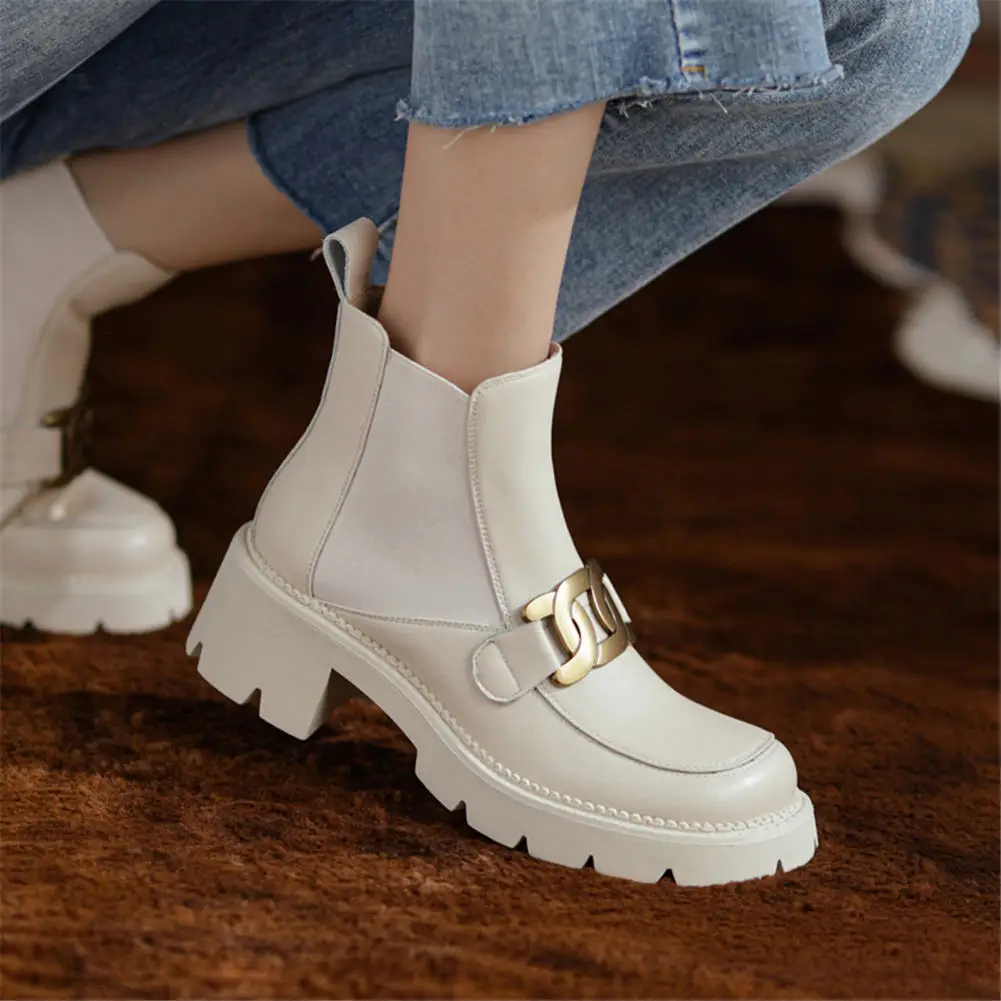 

GIGIFOX Luxury Brand Trendy Skidproof Rubber Sole Cool Street Slip On Chelsea Boots Ankle Booties Split Leather Woman Shoes