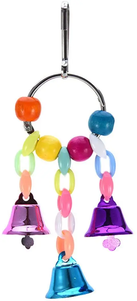 

Игрушечные колокольчики для птиц Rurah, игрушки в виде клетки для птиц с цветными деревянными бусинами, колокольчики, качели