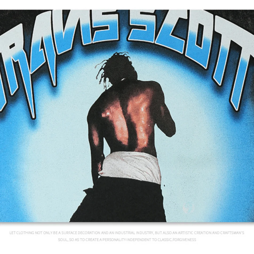 

GTDOM Men Summer 2021 New European Popular Logo Hip-hop TS with The Same Portrait Print Wash Water Short Sleeve T-shirt Couples