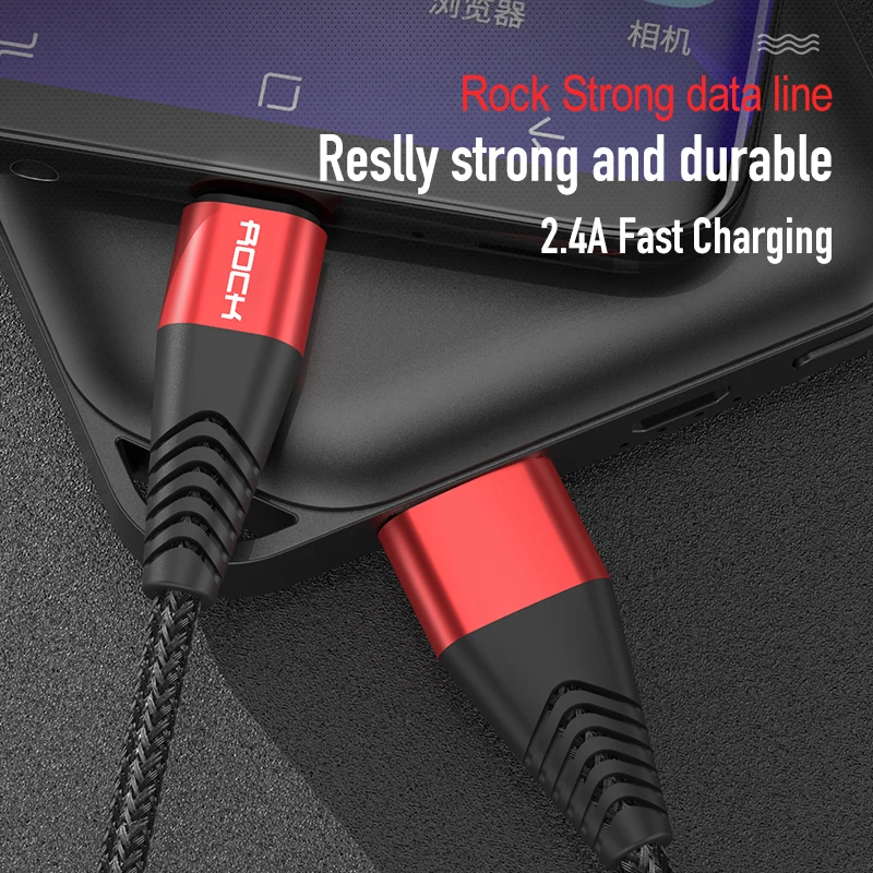 ROCK Micro USB кабель для Xiaomi Redmi 4X Note 4 5 для Samsung Hi-tension передачи данных Кабо зарядный кабель