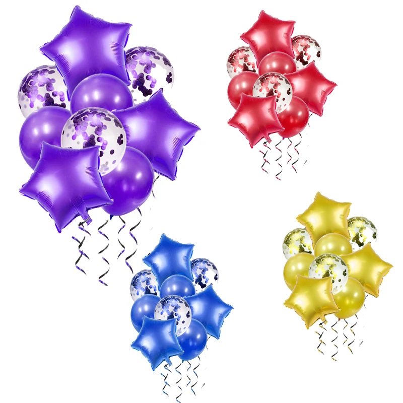 9 шт./лот розовые золотые фольгированные шары в форме сердца и звезд 12 дюймов