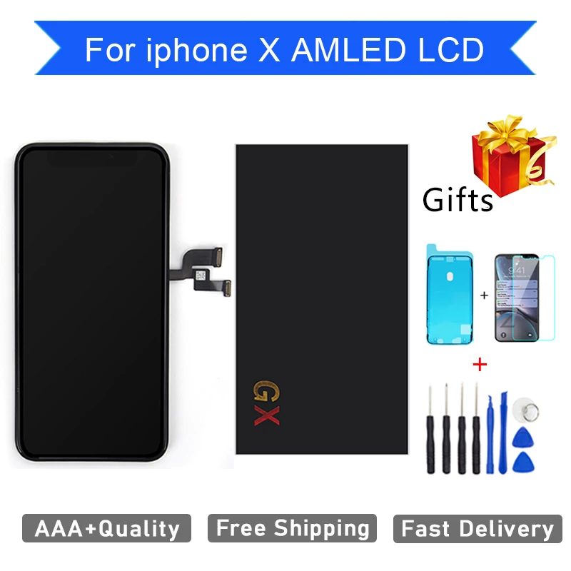 ЖК-дисплей AMOLED AAA +++ для iphone X сенсорный экран в сборе с дигитайзером без битых