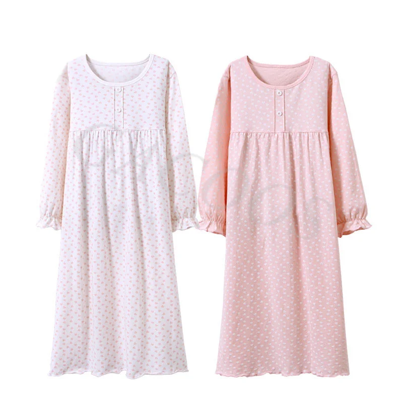 

Long Sleeve Girl Nightgown Cotton Children's Nightdress 2022 Spring Autumn Teenagers Pijamas Kids Pyjamas 2022 Children Dresses