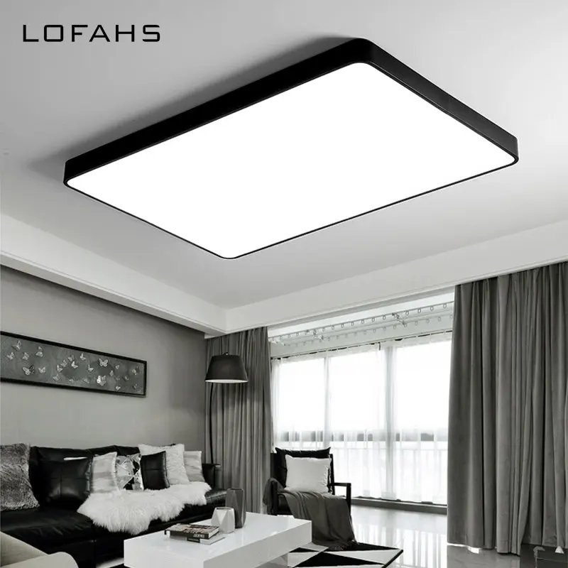 LOFAHS rectángulo de aluminio luces de techo Led modernas para la sala de techo de dormitorio-luces Blanco/Negro remoto led de techo-lámpara