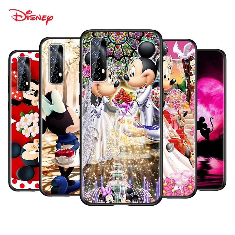 

Silicone Black Cover Mickey And Minnie Married For Realme 2 3 3i 5 5S 5i 6 6i 6S 7 Global X7 Pro 5G Phone Case Shell