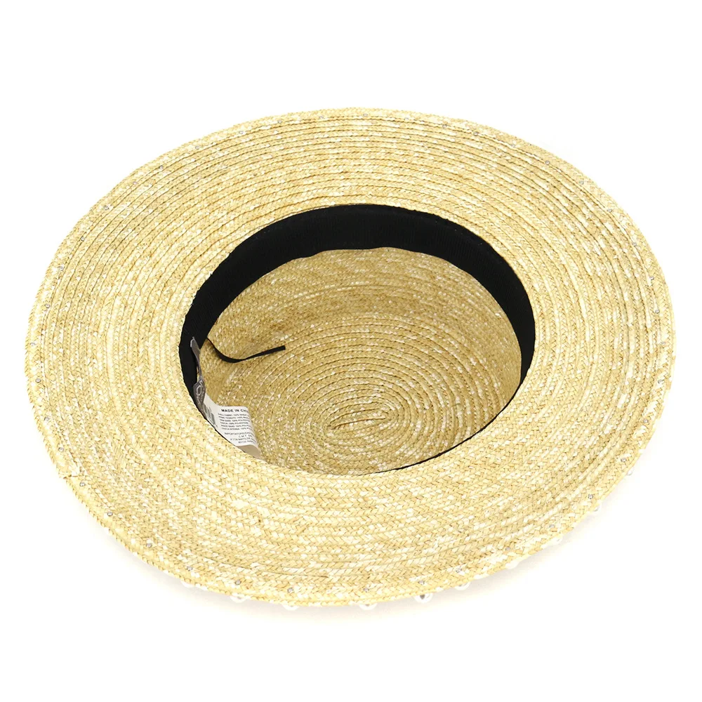 

Spring And Summer Flat Top Wide Brim Top Hat Natural Very Fine Straw Braided Beach Hat Sunshade Straw Hat Fashion Elegant Cap