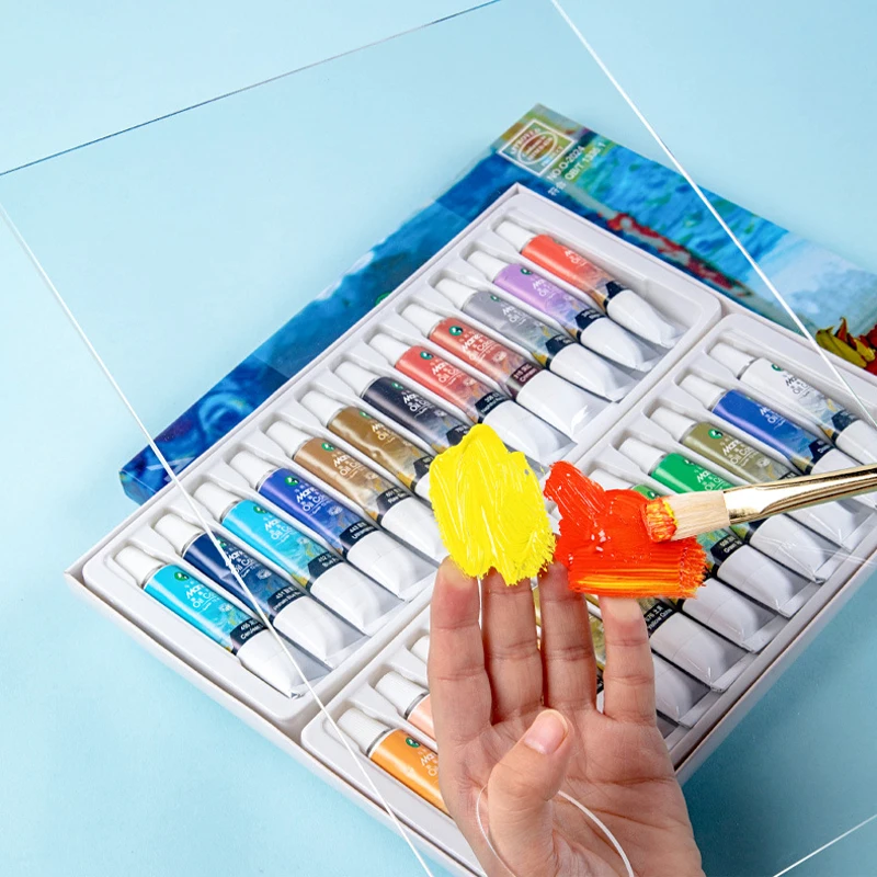 Акриловая художественная краска палитра прозрачная овальная антипригарная