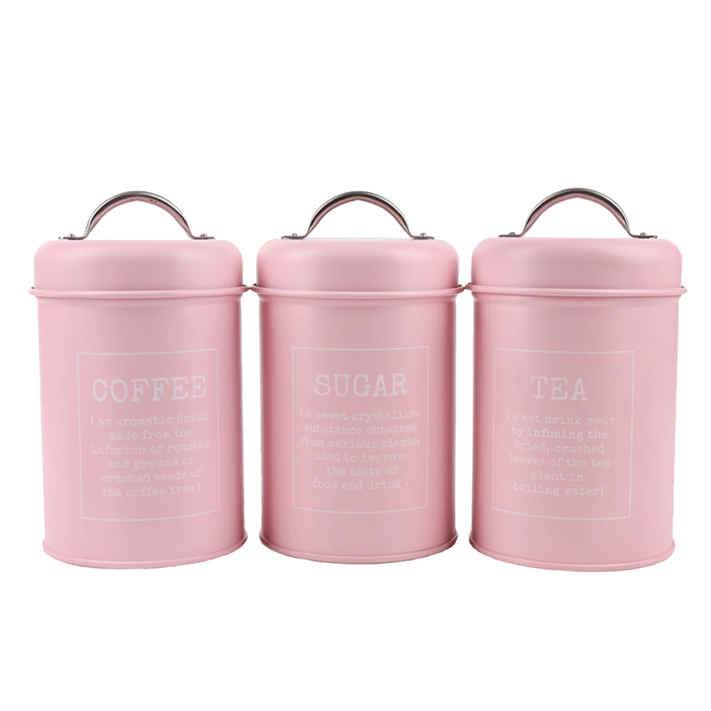 

3pcs Iron Canisters Sealed Tins Boxes Kitchen Tea Coffee Storage Containers
