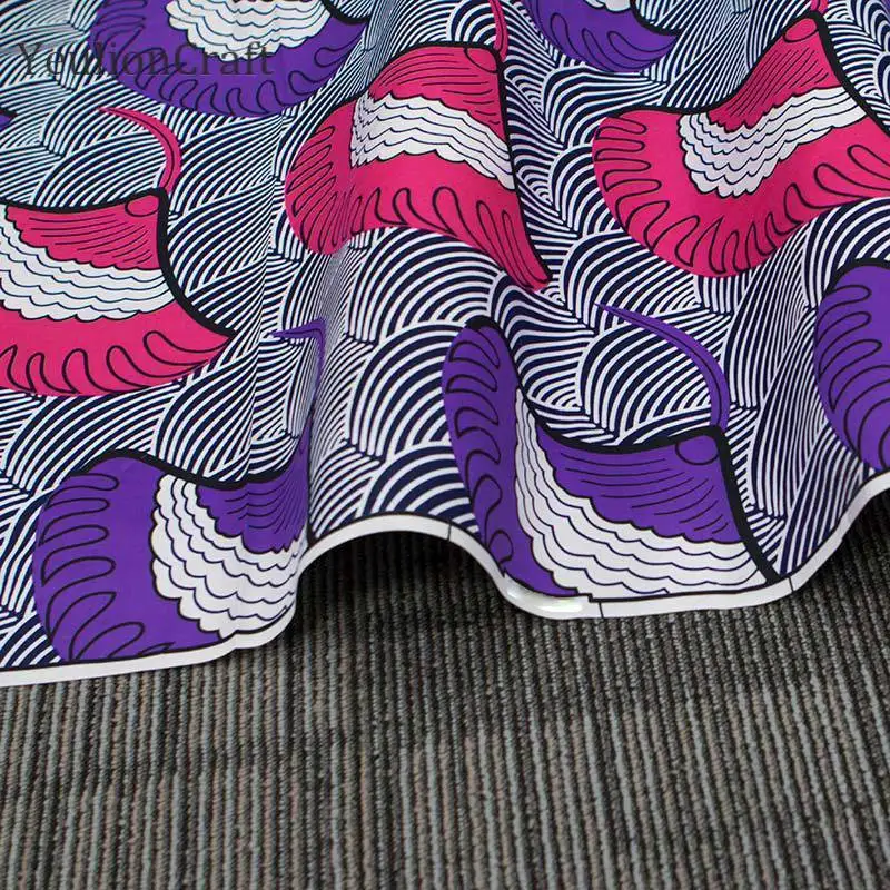 Chzimade 1 ярд Анкара фиолетовый Веерообразный принт африканская ткань Настоящее