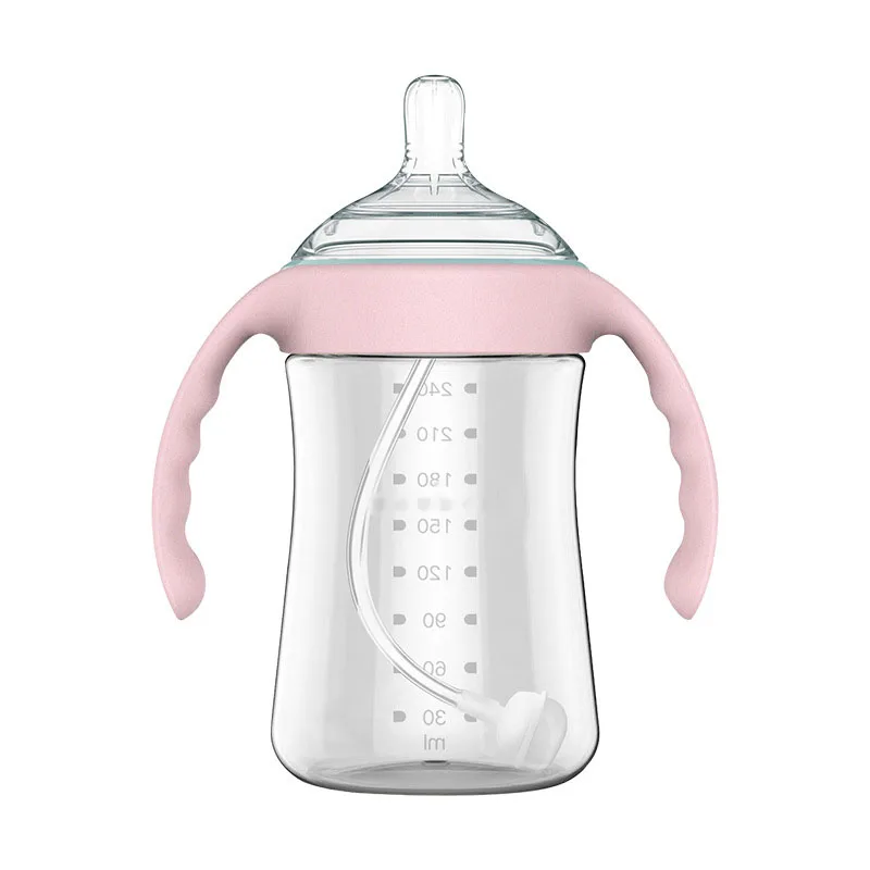 

Baby Glass Bottle Anti-Flatulence Kids Feeding Bottle Easy To Clean Light and Compact Feeding Bottle with Spoon