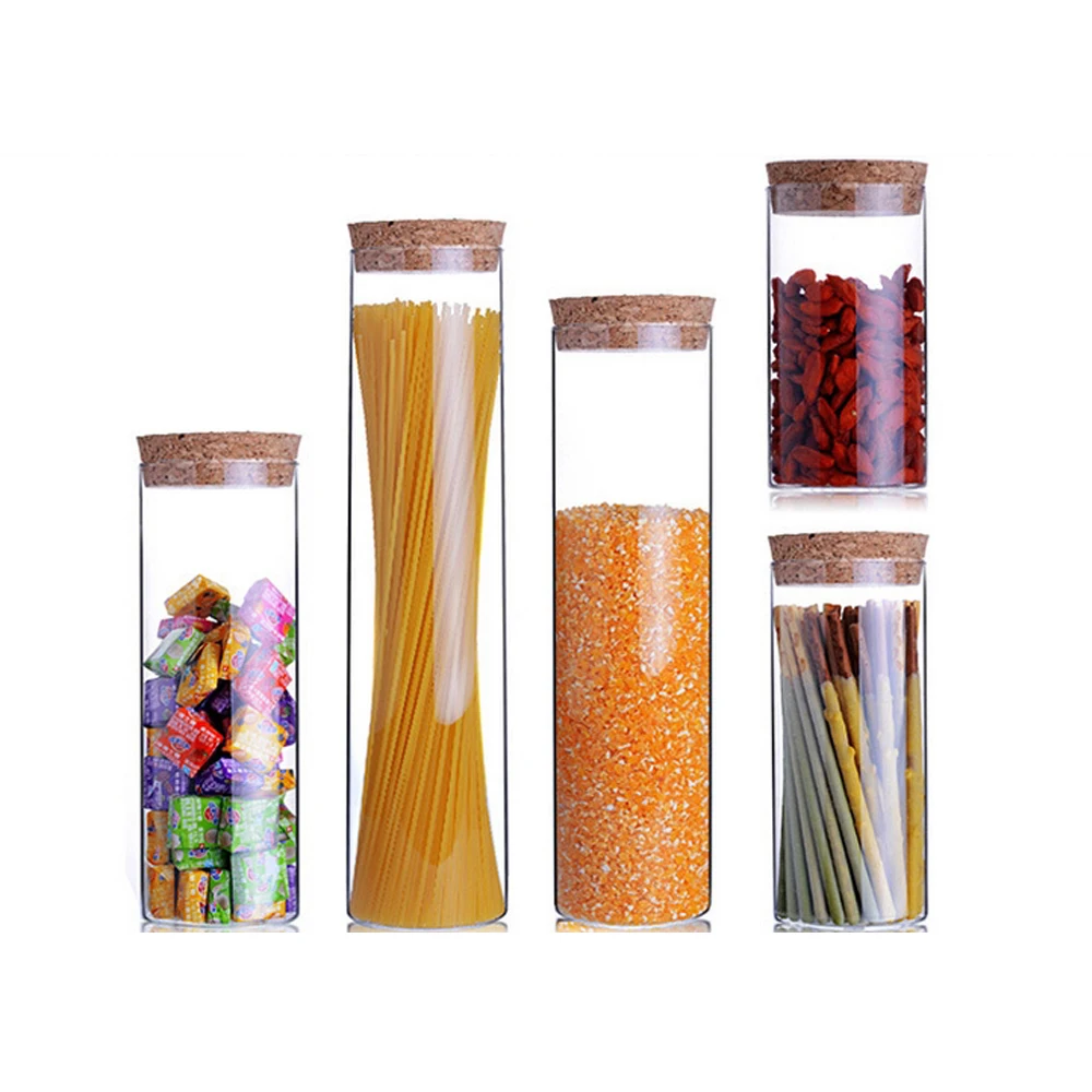 

5 PCs/set Transparent glass jars Seal jars Grains storage Bottles spice jar kitchen storage cans Kitchen Storage Organization