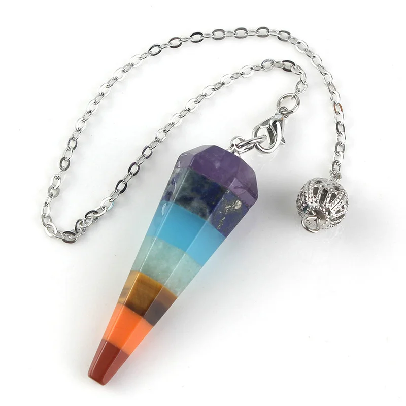 Ожерелье с натуральными камнями 7 чакр кварц маятниковая подвеска ожерелье для