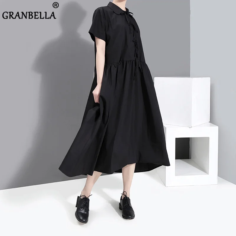 Женское летнее платье с коротким рукавом размера плюс Классические черно белые