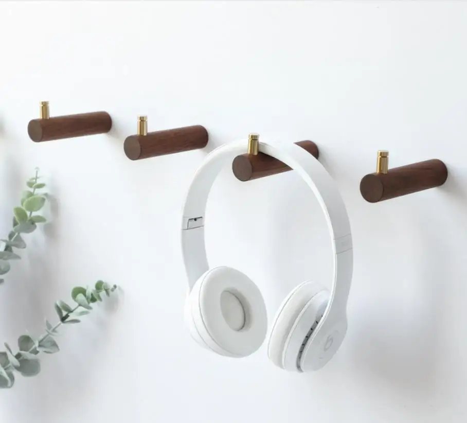 Wooden Robe Hook Nordic Hooks for hanging bags keys coat Wall Mounted Clothes Hangers Black Walnut Beech Hallway Bathroom Hanger |